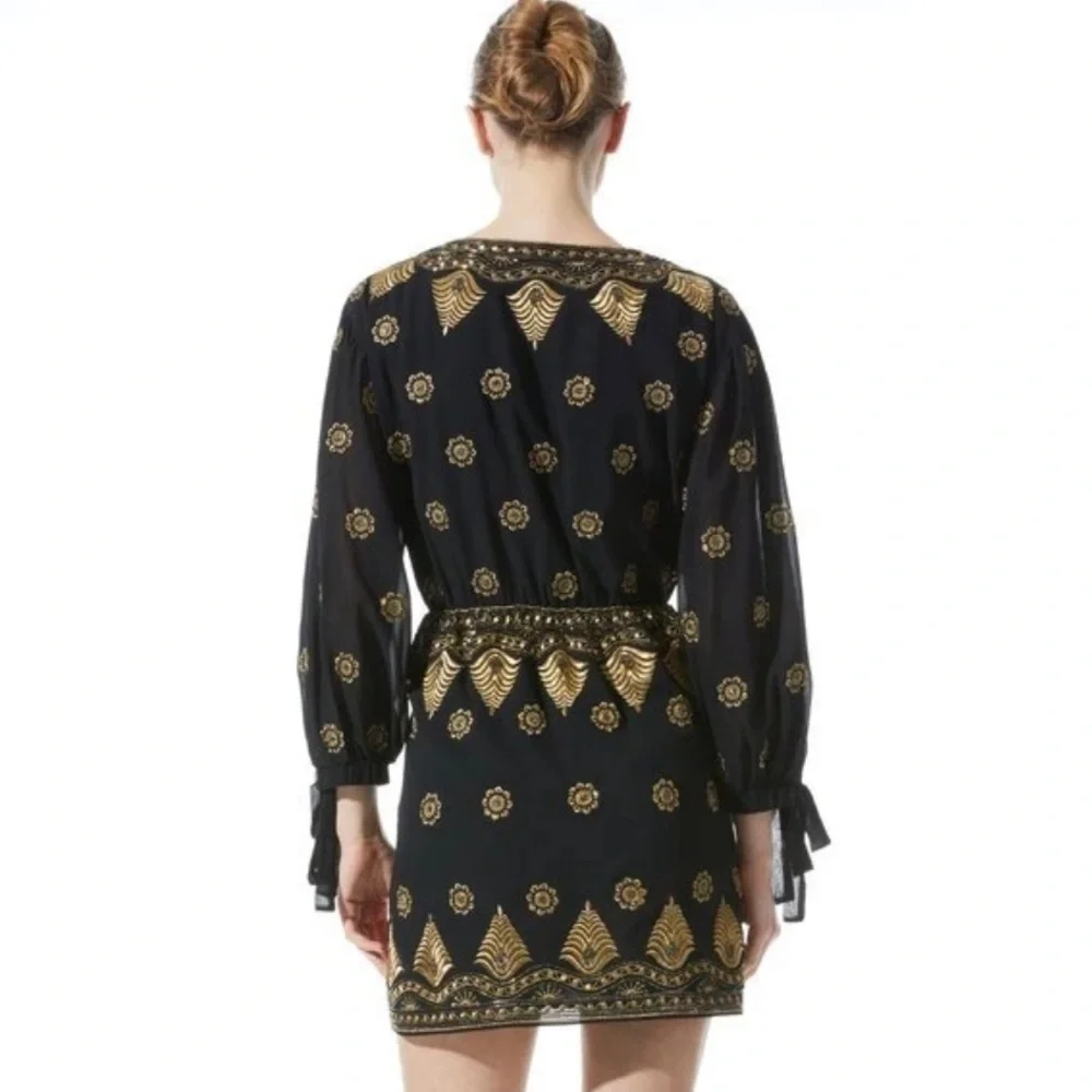 ALICE + OLIVIA ZIA EMBELLISHED DROP SHOULDER MINI DRESS SIZE MEDIUM NWOT - Picture 2 of 5